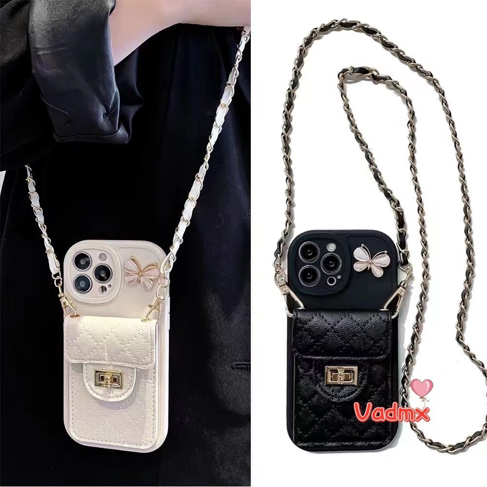 เคสโทรศัพท์มือถือนิ่ม ลายผีเสื้อ พร้อมสายโซ่คล้อง สีทอง หรูหรา สําหรับ Reno 8Z 7Z 8 7 Lite 5Z 4Z 10X Zoom 3 2Z 2F Z 2 Ace OPPO A92S A94 A95 5G