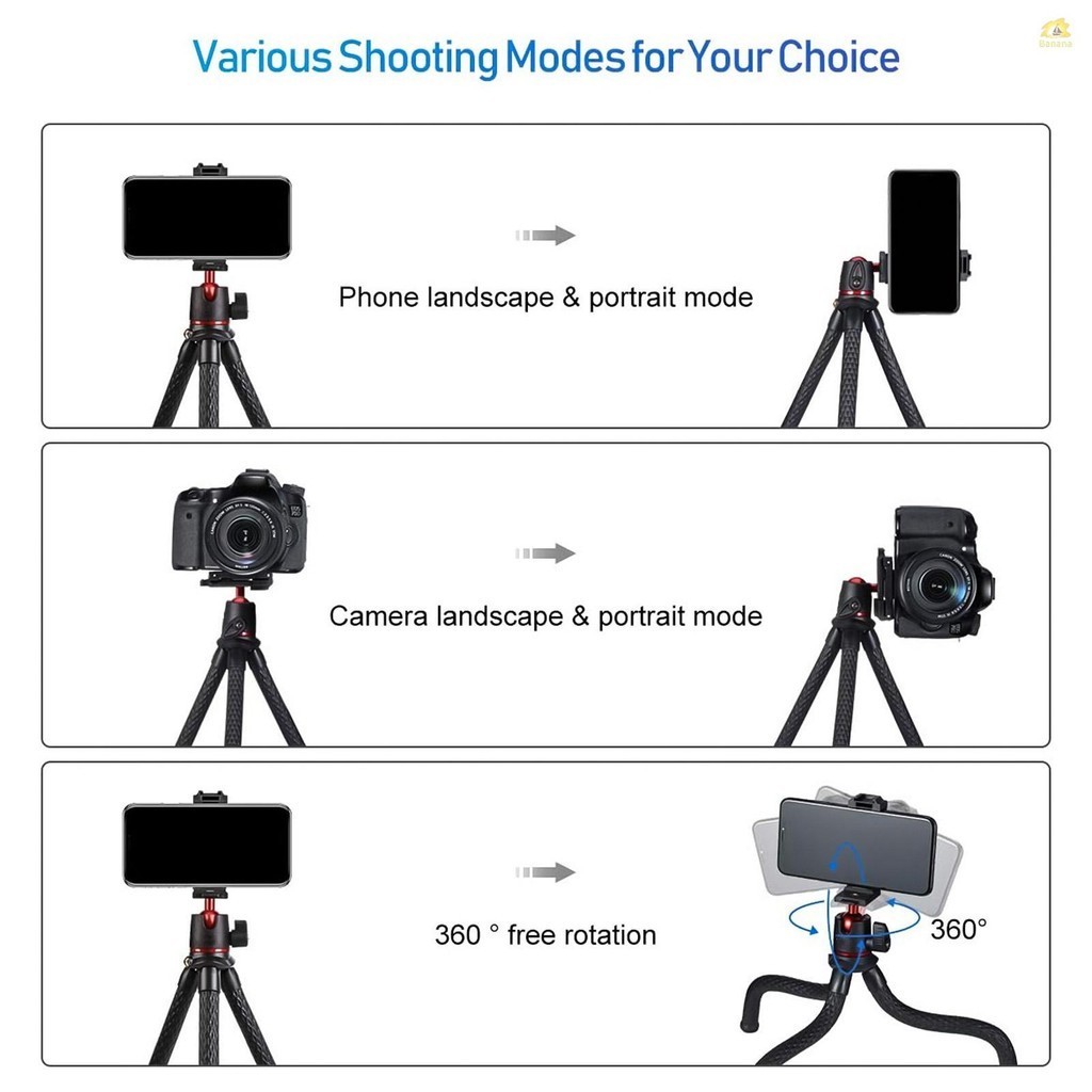 Mt-11 ขาตั้งกล้อง แบบยืดหยุ่น สกรู 1/4 นิ้ว 2-in-1 แพลตฟอร์ม 360° หัวบอล ปรับได้ รับน้ําหนักได้ 2 กก. 4.4 ปอนด์ สําหรับกล้อง DSLR SLR สตรีมมิ่ง ถ่ายทอดสด ออนไลน์ ราคา ถูกที่สุด ดีลบีเคเค แกลเลอรีภาพที่ 6