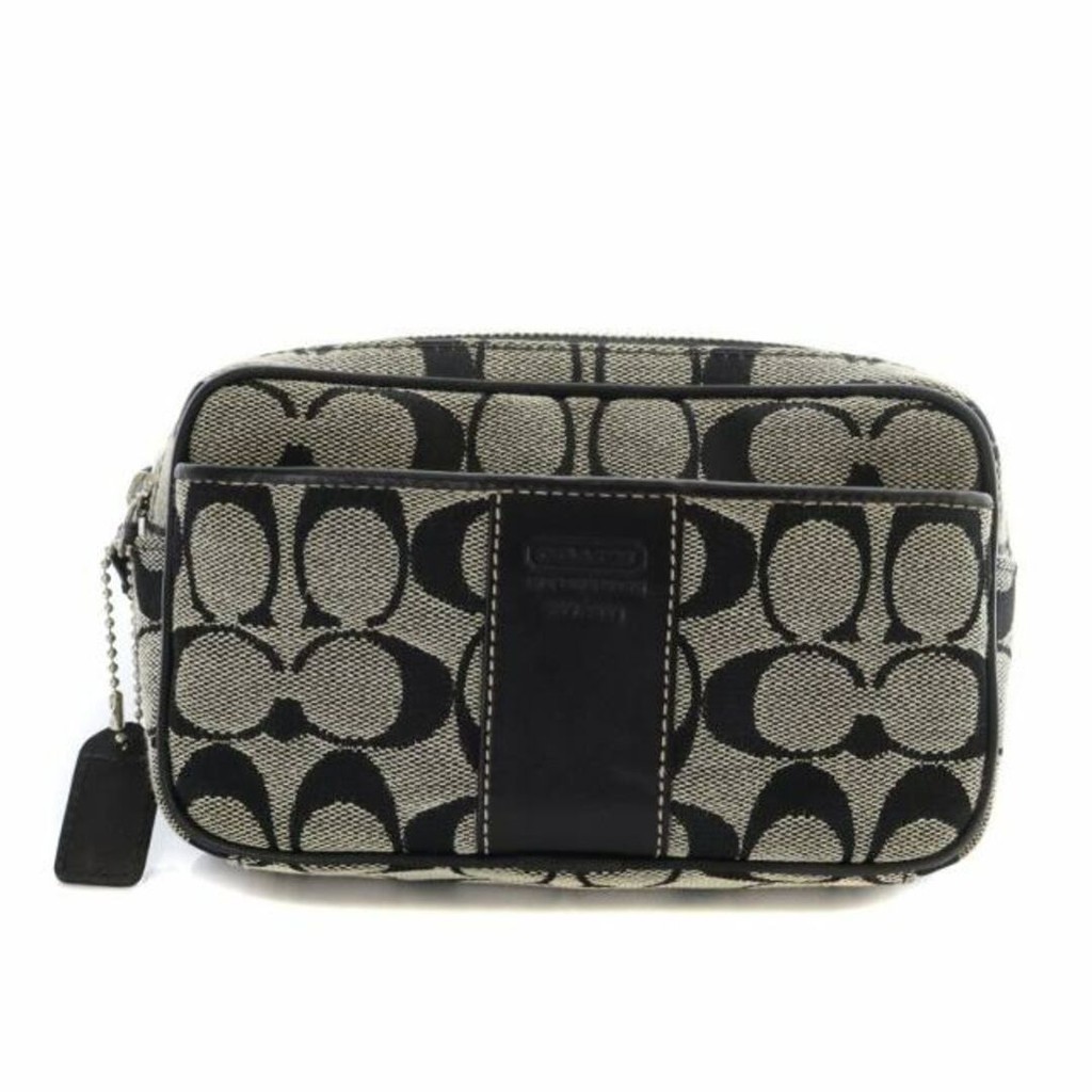 Coach Signature Pochette Bag Waist Pouch Body Bag Grey Direct from Japan Secondhand