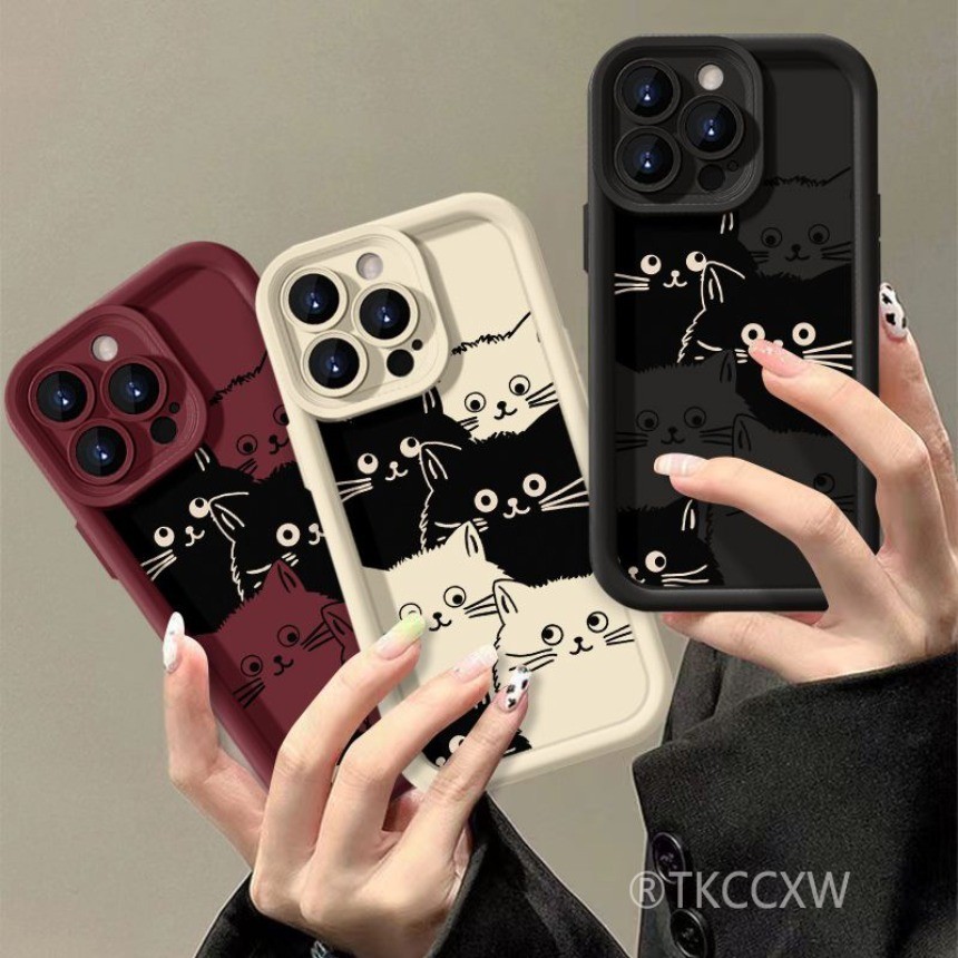 สําหรับoppo A57 A77 A77S A3X A56 A53S A58 A78 A31 A9 A5 2020 A12e A7 AX5S A5S A3SปลอกGraffitiน่ารักสีขาวลูกแมว Angelกรณีเคสโทรศัพท์