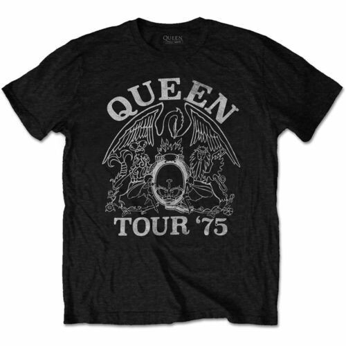 เสื้อยืดผ้าฝ้าย พิมพ์ลาย Queen Tour 75 สําหรับผู้ชาย