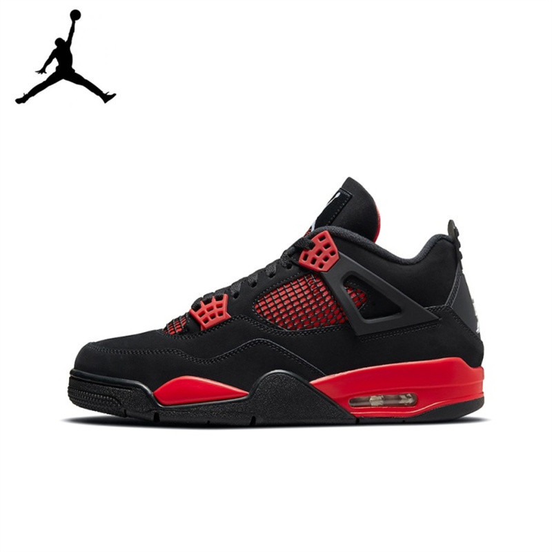 ของแท้100% Jordan Air Jordan 4 retro "red thunder"   รองเท้าผ้าใบ Nike รองเท้าวิ่ง