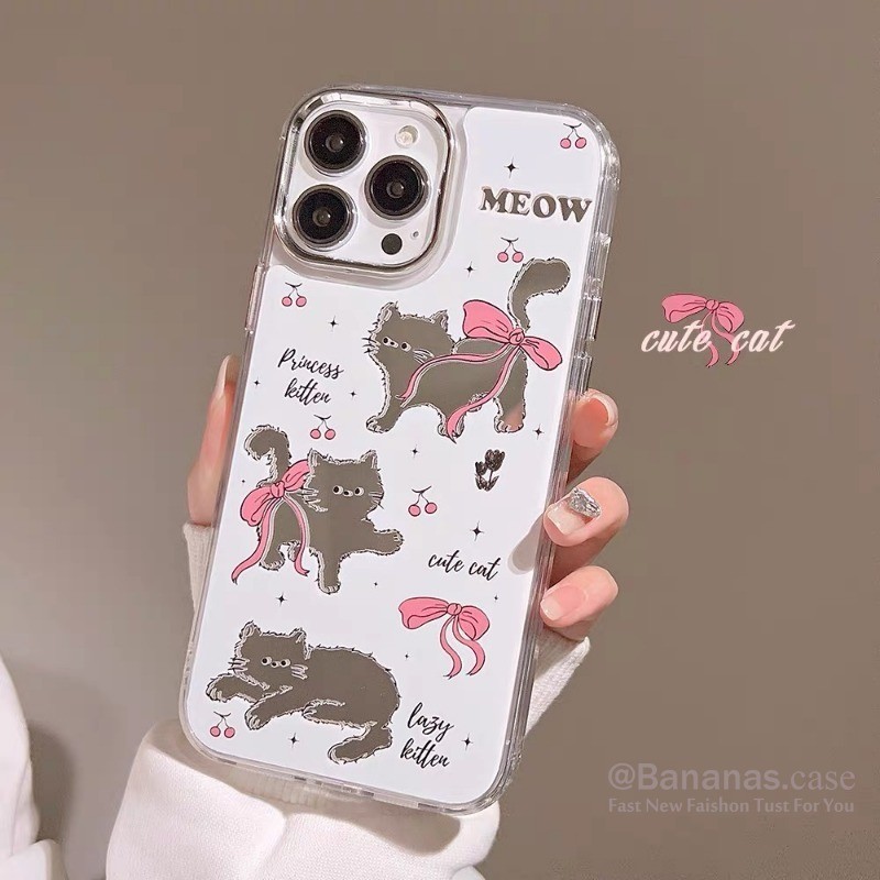 Iphone 15 14 13 12 11 Pro Max X Xr Xs Max 7 8 Plus เคสโทรศัพท์ การ์ตูนแมว สีชมพู เคสโทรศัพท์แบบนิ่ม