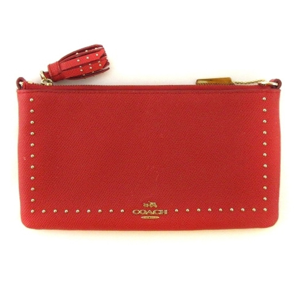 Coach กระเป๋าหนังสตั๊ด สีแดง 52906 ■Gy14 ส่งตรงจากญี่ปุ่น มือสอง
