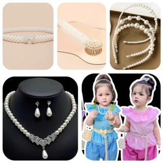 460ชุดลูกปัดมุกแฟชั่น เข็มขัดมุก สร้อยคอ เครื่องประดับผม เข็…