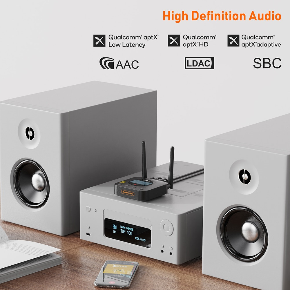 1mii B06Pro+ อะแดปเตอร์รับสัญญาณเสียง HiFi aptX LL HD LDAC บลูทูธ 5.1 พร้อมหน้าจอ LCD สําหรับ Tv PC