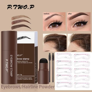 P.two.p Eyebrow Stencil Kit One Step Stamp Shaping Kit Waterproof Brow Stamp Long Lasting Eyebrow Stamp Hairline Shadow Powder Stick