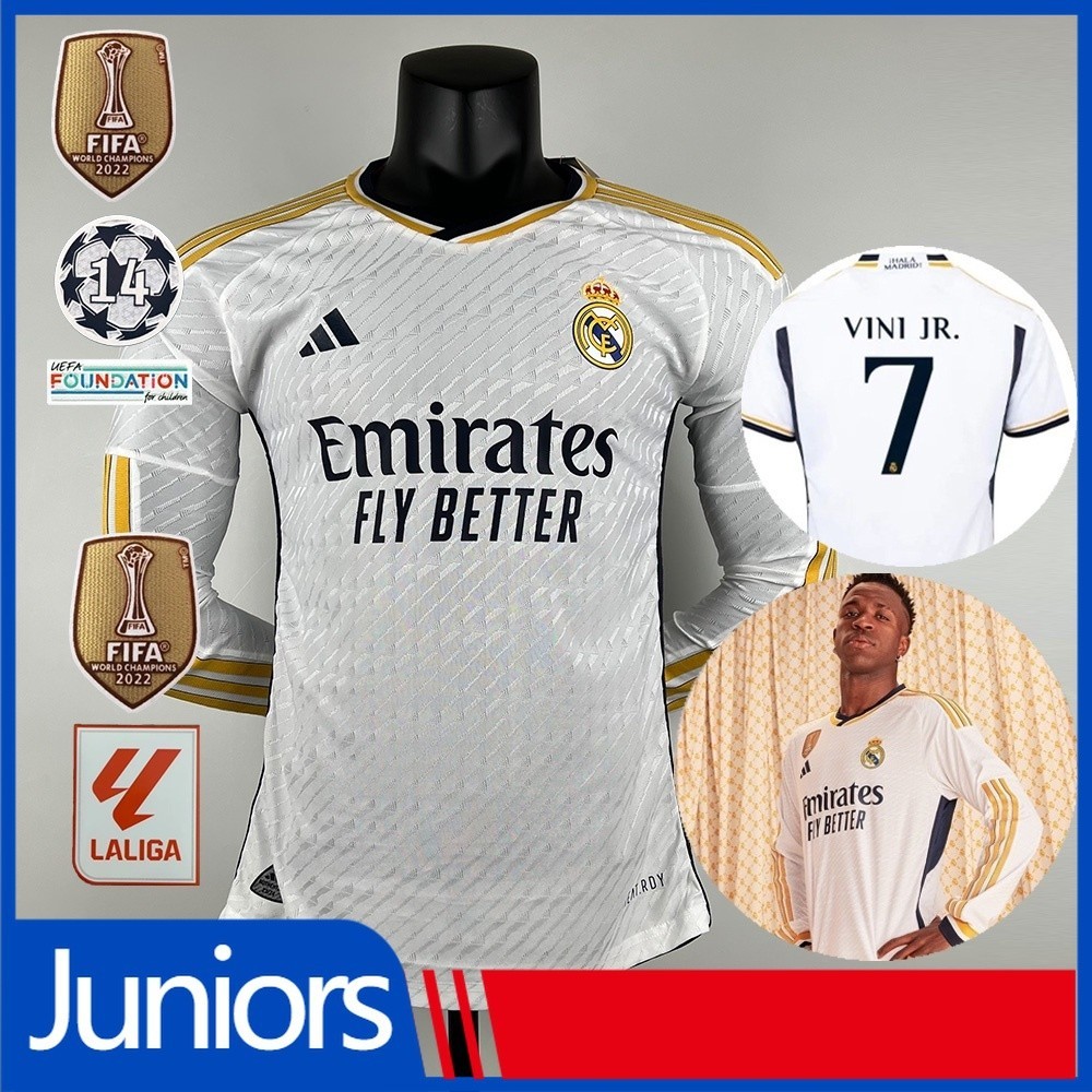 เสื้อเชิ้ตแขนยาว ลายทีมฟุตบอล Real Madrid 2023-24