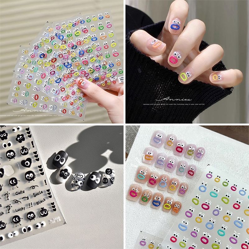 สติกเกอร์ติดเล็บ ปากใหญ่ น่ารัก ฤดูร้อน สีพื้น เครื่องประดับแฟชั่น อุปกรณ์ของขวัญ
