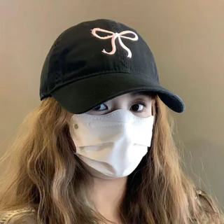 หมวกแก็ป (ปักโบว์) หมวกเบสบอล แฟชั่นเกาหลี cotton cap หมวกเดินป่า
