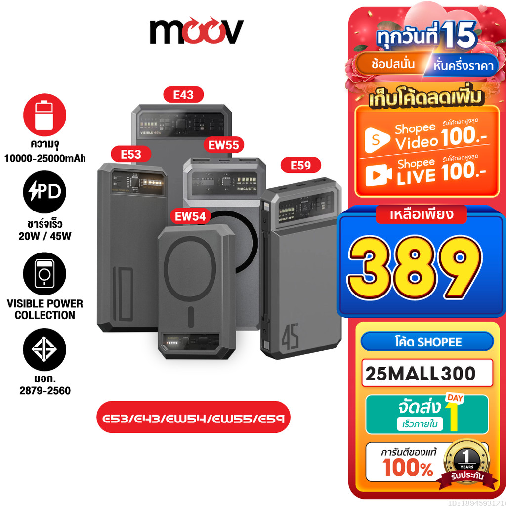 [389บ. ลดโหด] Orsen by Eloop EW54 EW55 E53 E43 E59 10000mAh 20000mAh 25000mAh แบตสำรอง PowerBank ชาร์จเร็ว