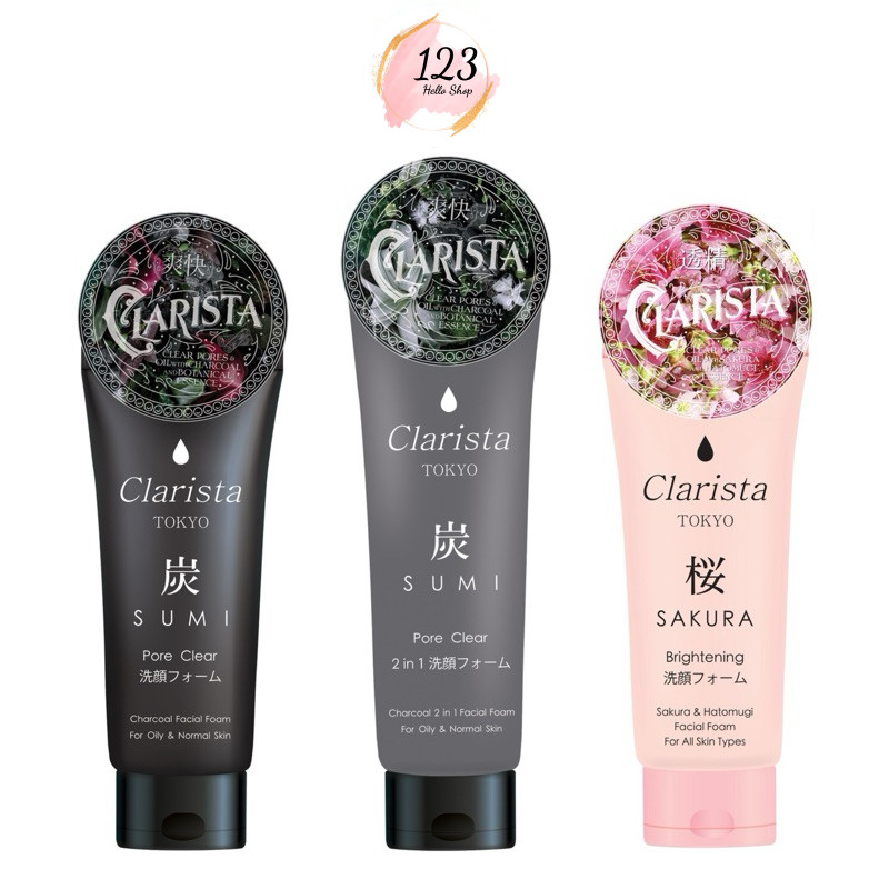 Clarista Tokyo Charcoal Facial Foam 130g / 2in1 Facial Foam 160g. โฟมล้างหน้าชาร์โคล ✨