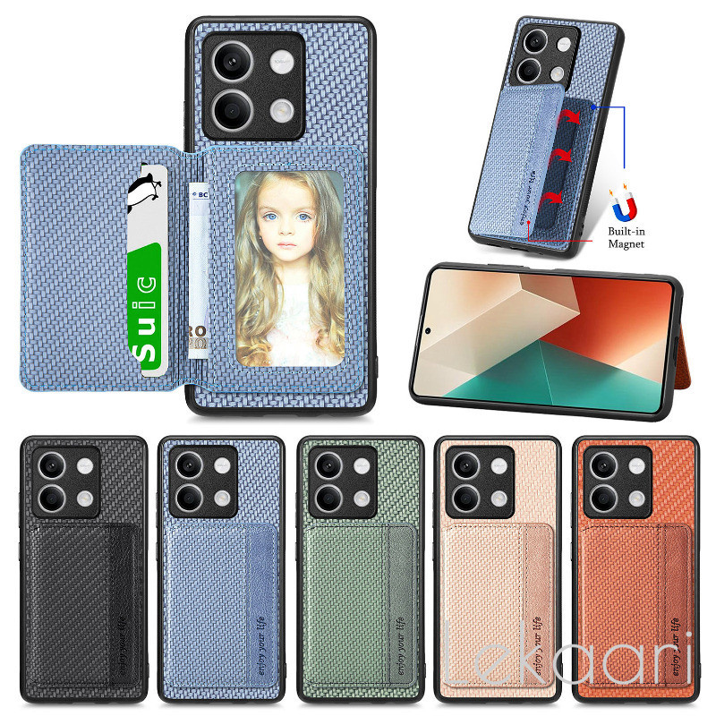 แม่เหล็กกลับสําหรับRedmi 15 15C 14C A3 12Cหมายเหตุ14 13 12 11 11s 10 10 10s 10C 10 Pro Plusไฟเบอร์กระเป๋าสตางค์ผู้ถือบัตรฝาครอบป้องกัน