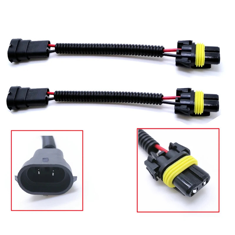 2pcs H11 ชาย HB3 9005 HB4 9006 หญิงปลั๊กเชื่อมต่อสายไฟไฟหน้ารถหมอกซ็อกเก็ตอะแดปเตอร์สาย