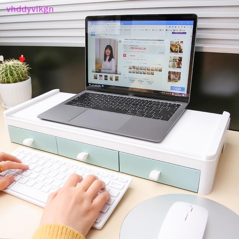 Vhdd Double-Deck คอมพิวเตอร์หน้าจอ Riser ผู้ถือ 3 ลิ้นชัก PC Monitor สําหรับแล็ปท็อปเครื่องพิมพ์คีย์บอร์ด Desktop Organizer TH