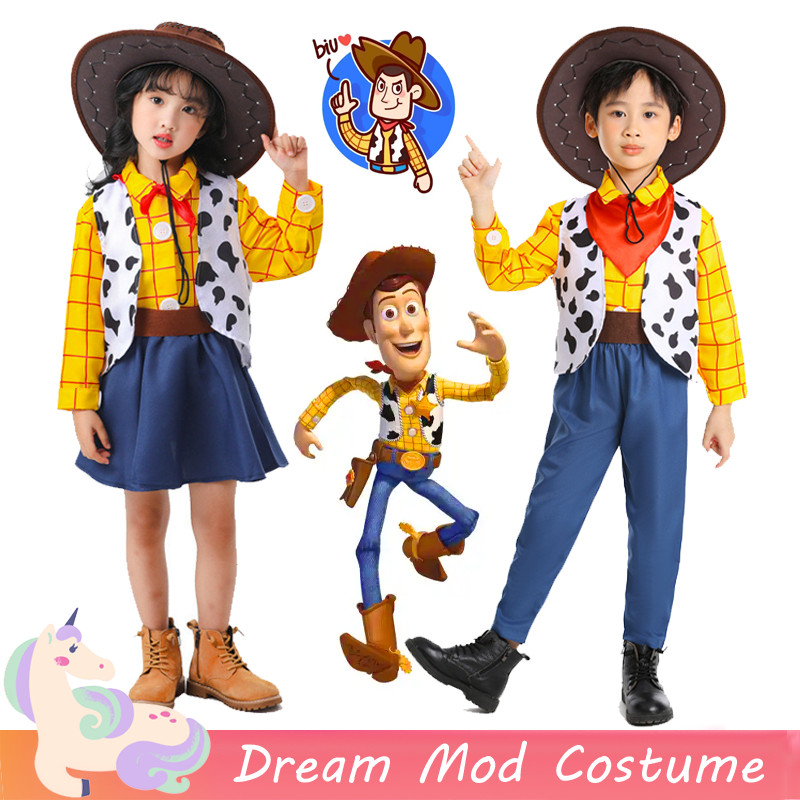 Toy Story Woody ชุดสําหรับเด็ก Boy Western คาวบอยชุดสําหรับสาวฮาโลวีนคอสเพลย์เครื่องแต่งกาย Christma