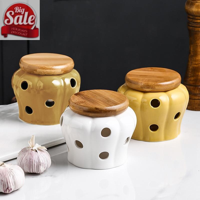 Af เซรามิคสีขาวกระเทียม Jar พร้อมฝาปิดประณีต Hollow Storage Jar กระเทียมขิง Jar เทียนโคมไฟในครัวเรือน Candy กล่อง A