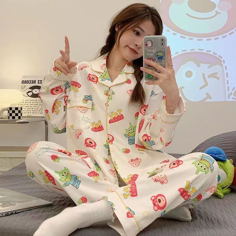 Toy Story ชุดนอนผู้หญิงการ์ตูนหลวมขี้เกียจแขนยาวชุด Loungewear