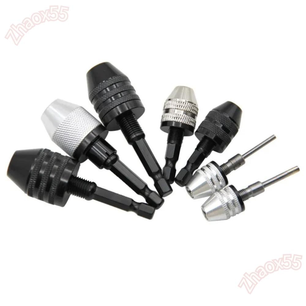 Zhaox55 เจาะ Chuck Adapter, Hex Shank Hex / Round Shank Keyless Drill Chuck, Chuck สําหรับมินิไขควง Mini Alloy Hand Tool