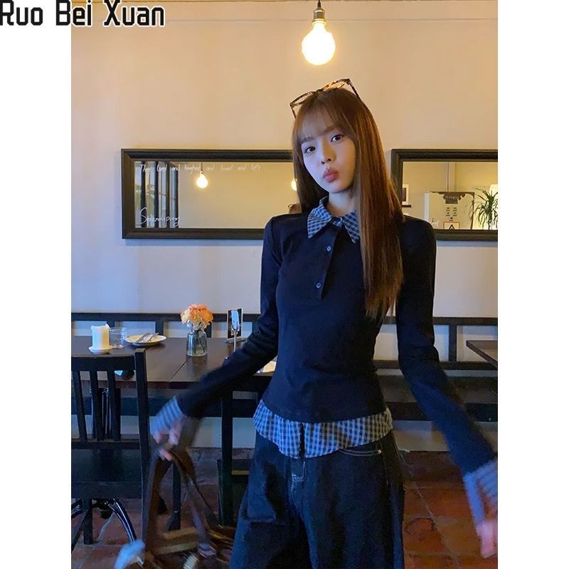 Ruo Bei Xuan เสื้อโปโลผู้หญิงการออกแบบสวมใส่ภายในใหม่แฟชั่น Slim Top