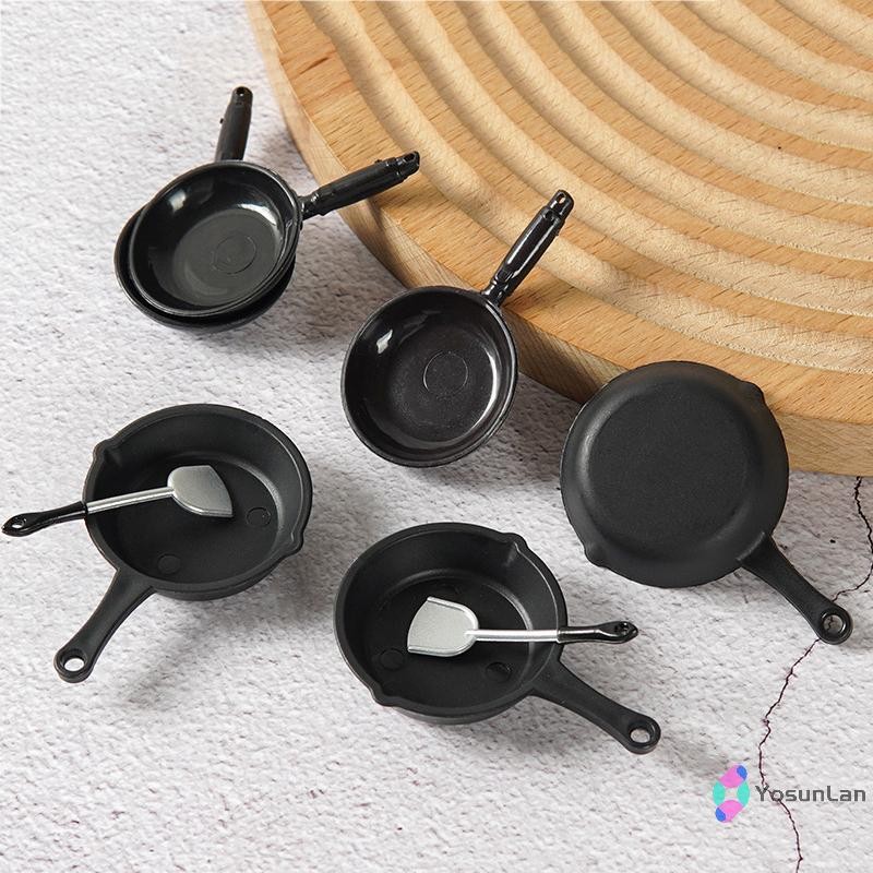 Yosunlan] 1/12 ตุ๊กตาจําลองกระทะทอด Saucepan ตุ๊กตาจิ๋วเครื่องครัวอุปกรณ์เสริมตุ๊กตาตกแต่งบ้านใหม่