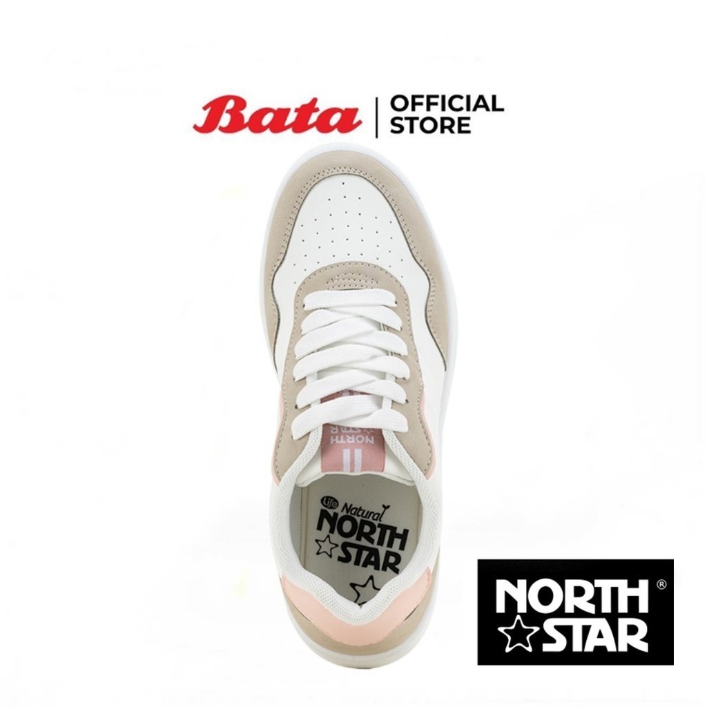 Online Exclusive Bata บาจา North Star รองเท้าผ้าใบสนีคเกอร์ แบบผูกเชือก ดีไซน์เก๋  สำหรับผู้หญิง สีขาว รหัส 5801218