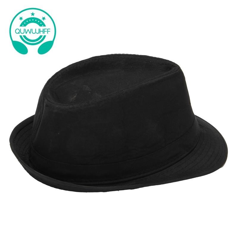 (quwujhff) หมวก Fedora สีดํา อุปกรณ์เสริม สําหรับชุดแฟนซี Gangster