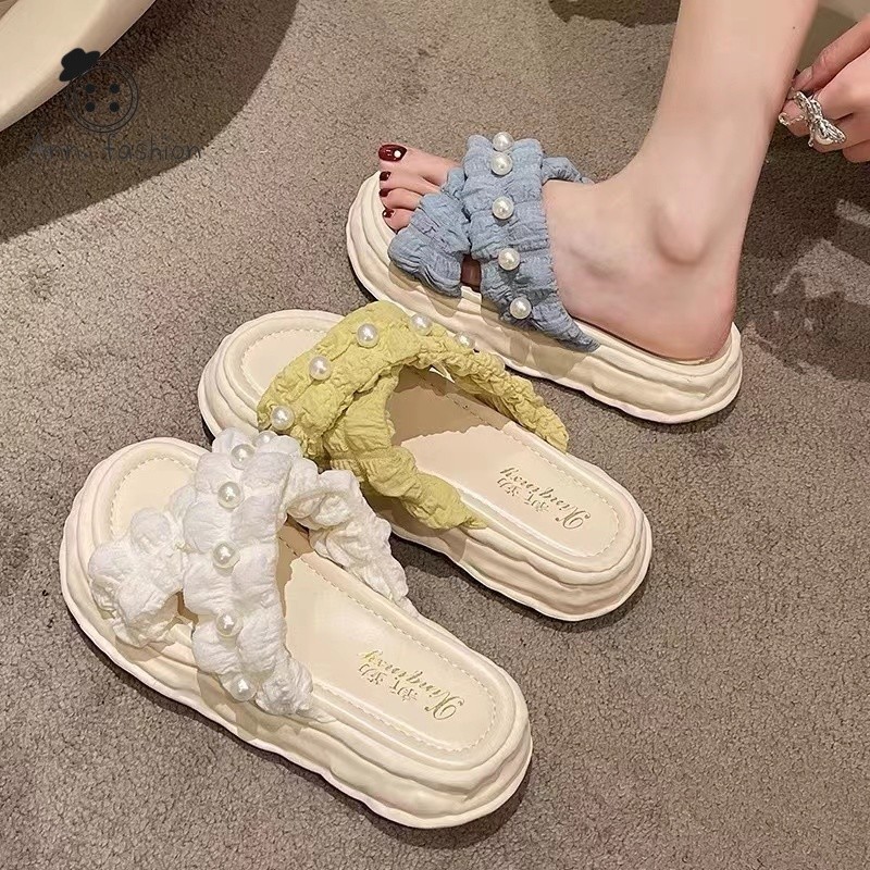 Ann.fashion รองเท้าแตะแบบสวม นุ่มเหมือนก้อนเมฆ สีพาสเทลน่ารักๆ พื้นนุ่มใส่สบาย ผลิตจากวัสดุดีแข็งแรง #sy55