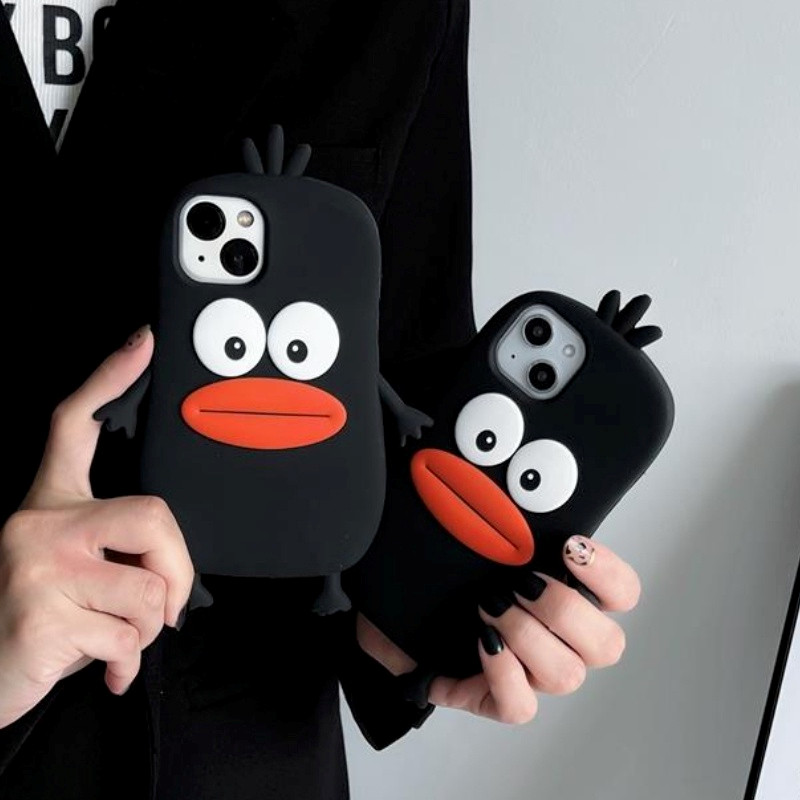 เข้ากันได้สำหรับ Samsung Galaxy S26 S25 S24 S23 S22 Ultra S21 S20 FE S10 S9 S8 Plus เคสโทรศัพท์มือถือ ซิลิโคน ลายเป็ด 3D ตลก สร้างสรรค์ สําหรับ