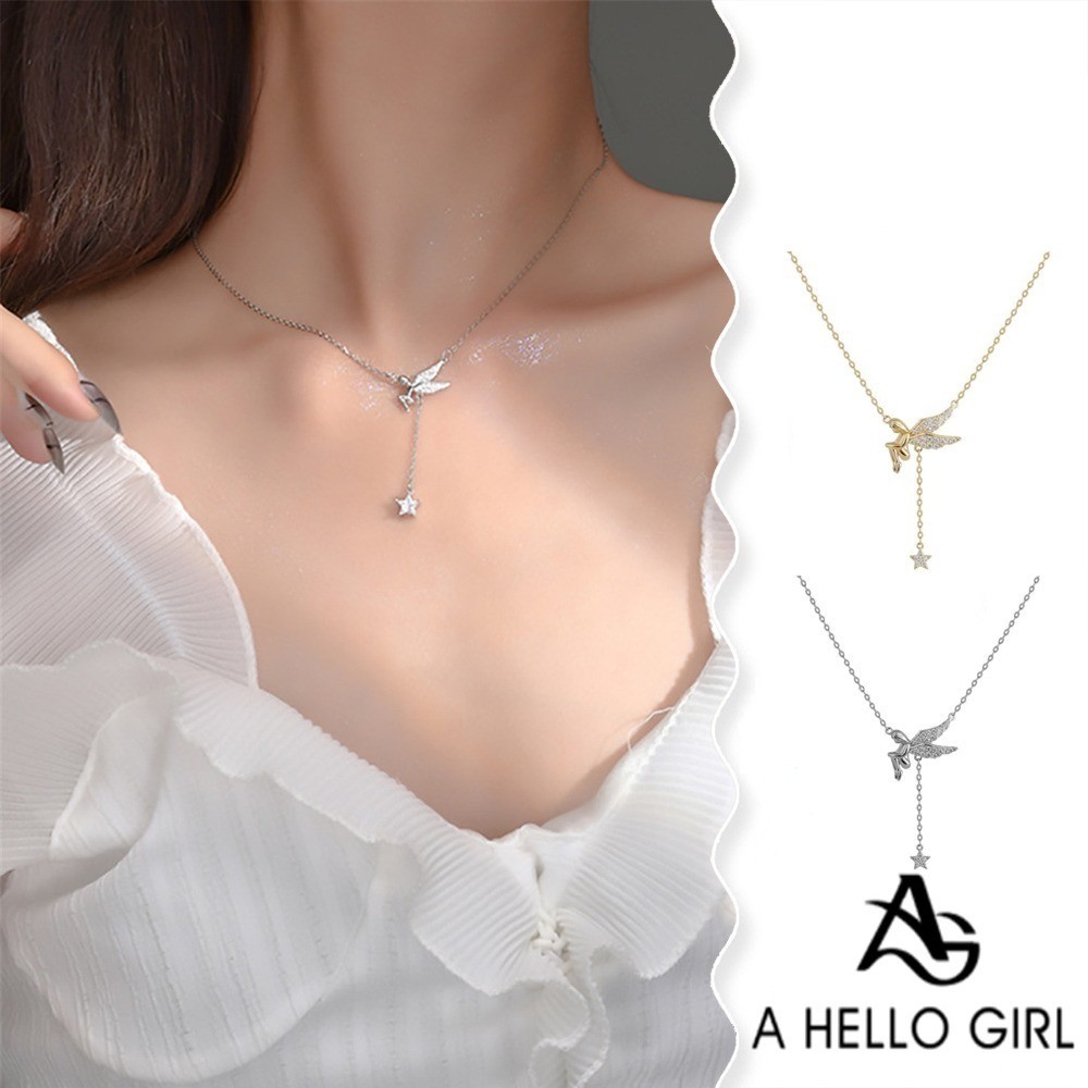 A HELLO GIRL 2024 ใหม่ เครื่องประดับ สร้อยคอ จี้ดาว เพชร เชอร์บับ