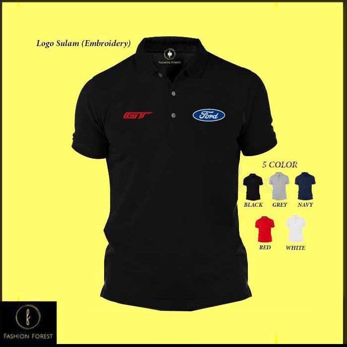 ไมโครไฟเบอร์แห้ง Fit แห้งเร็ว Jersi Jersey Polo T เสื้อโลโก้ Sulam เย็บปักถักร้อย Ford V8 Mustang GT