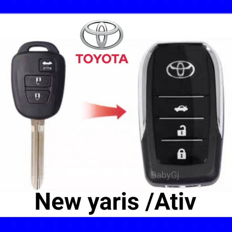 ปลอกหุ้มกุญแจ กรอบกุญแจรถยนต์แบบพับ โตโยต้า Toyota Ativ  New yaris รุ่นใหม่ 3ปุ่มเปิดท้าย