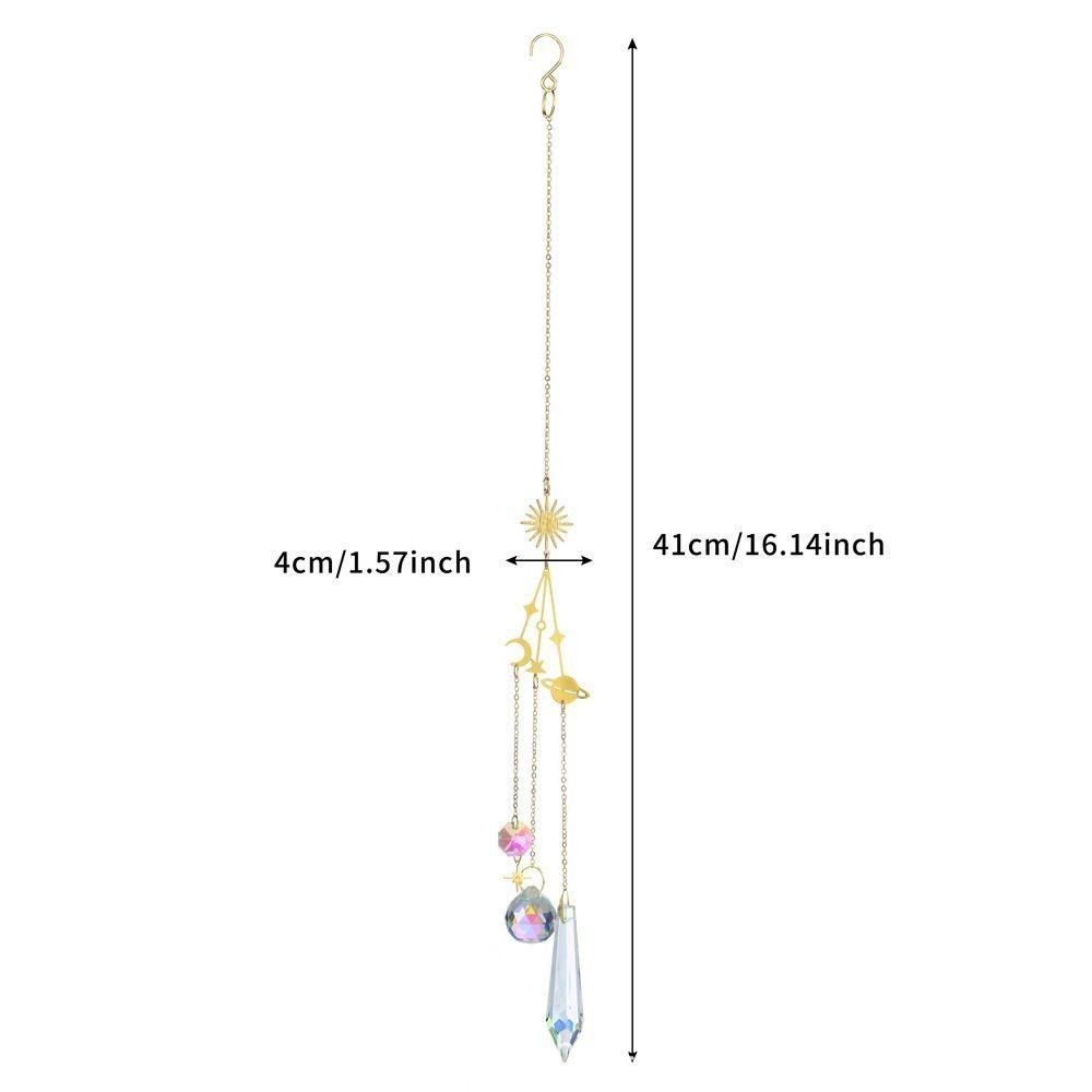 Yann1 Sun Catcher, Sun Moon Stars ตกแต ่ งกลางแจ ้ งจี ้ คริสตัลแฟชั ่ น Rainbow Maker Light จับคริสตัล Wind Chimes ของขวัญ