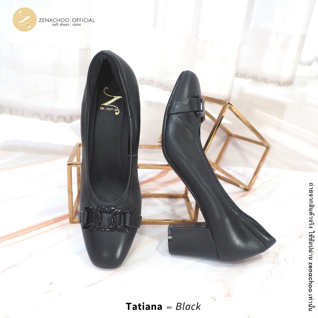 เปลี่ยนไซส์ได้-ไม่รับคืน ทรงปกติ Tatiana สูง2นิ้ว หนังแกะแท้ Zenachoo ทรงสวยมาก
