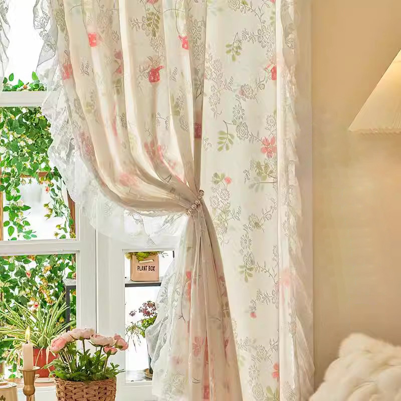 แนะนำ ผ้าม่าน ผ้าม่านลูกไม้ทึบแสง ผ้าตาข่าย ฟรีเจาะรู สําหรับตกแต่งหน้าต่าง ราคาพิเศษ มีเก็บเงินปลายทาง