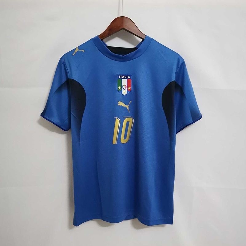 เสื้อกีฬาแขนสั้น ลายทีมชาติฟุตบอล Italy 2006 ชุดเหย้า สไตล์เรโทร