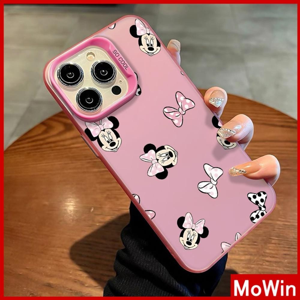 Mowin - For iPhone 15 Pro Max iPhone 11 Case Luxury IMD Plating Laser Soft TPU Frame Hard Board Cool Camera Pink Mouse Bow Compatible With iPhone 14 13 12 11 Pro Max Plus XR XS