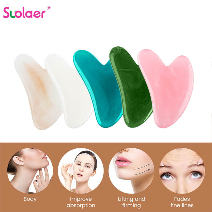 แผ่นกัวซาเรซิ่น รูปหัวใจ ทนทาน สําหรับนวดใบหน้า สปา ฝังเข็ม