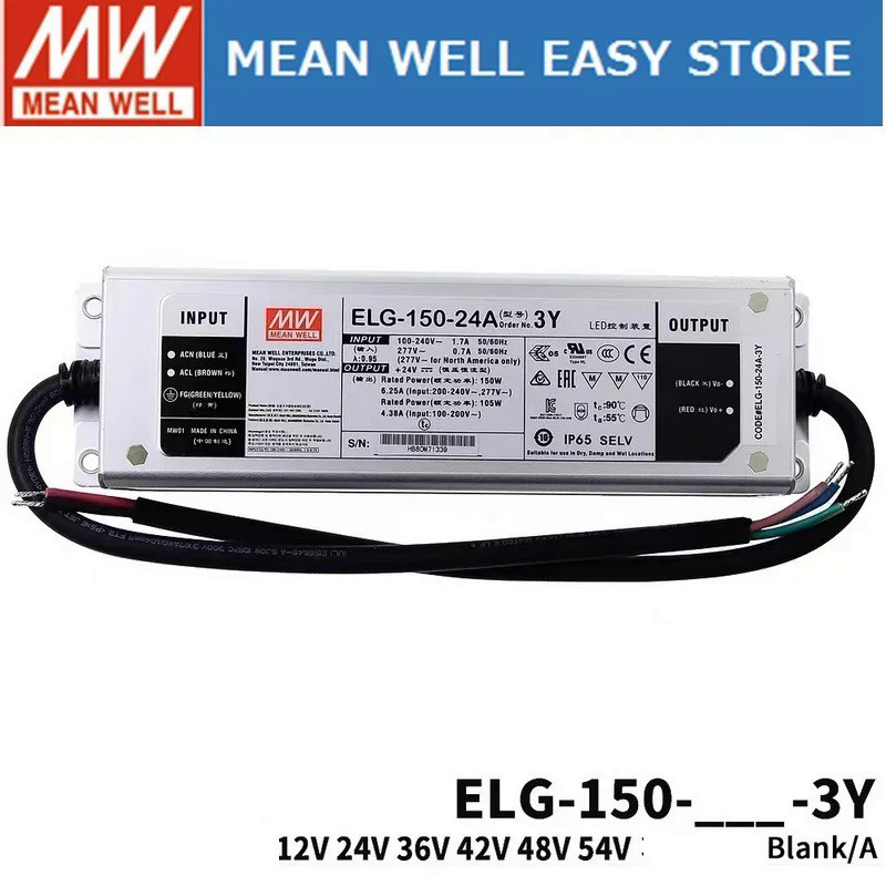 MEAN WELL ELG-150 ELG-150-12-3Y ELG-150-24-3Y ELG-150-36-3Y ELG-150-42-3Y ELG-150-48-3Y ELG-150-54-3
