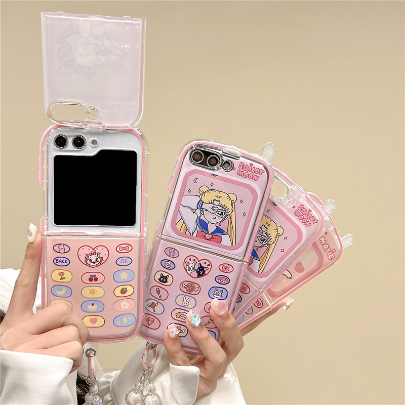 Sailor Moon Soft Screen Cover Case สําหรับ Samsung Z Flip 6 / Z Flip 5 / Z Flip 4 / Z Flip 3 TPU Fli