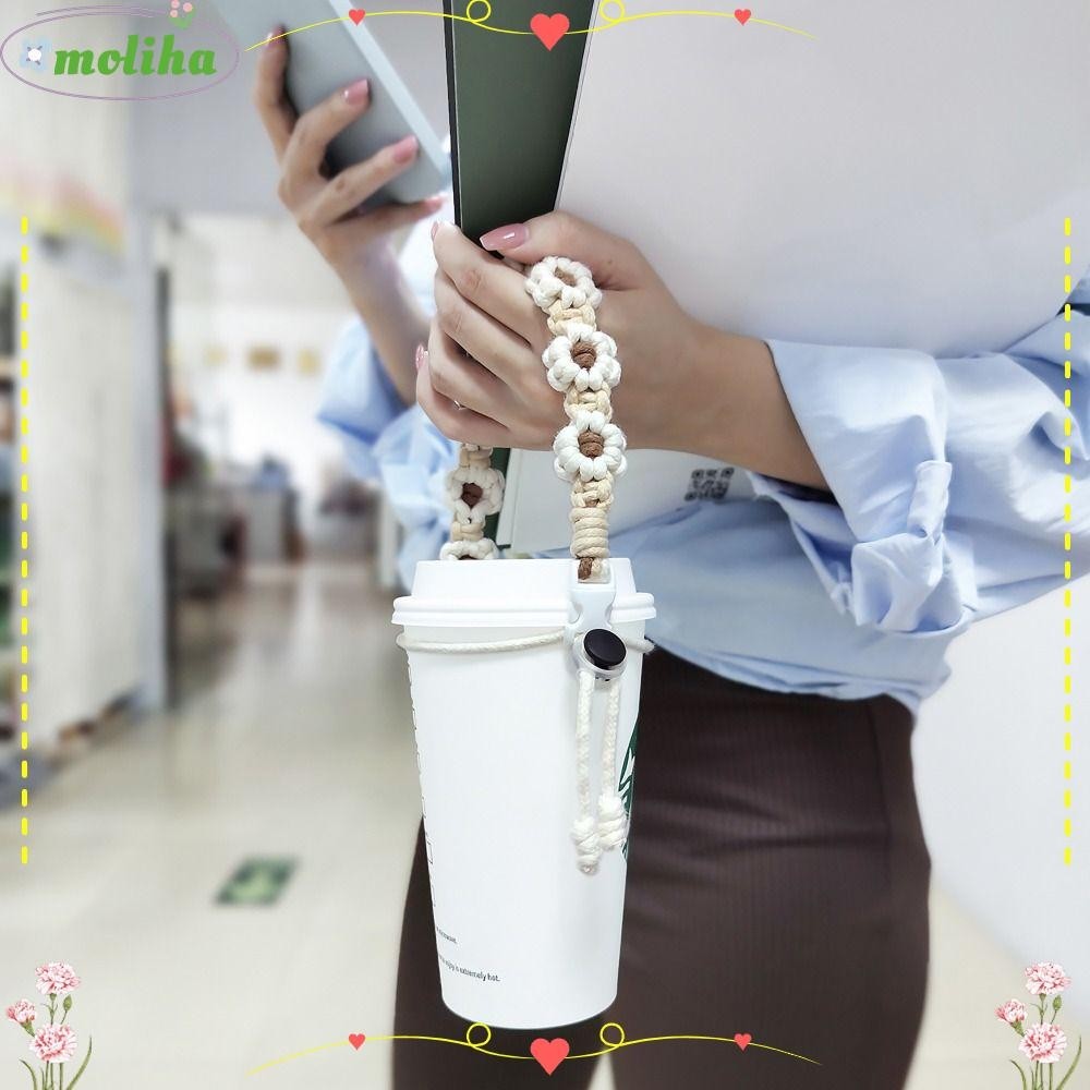 Moliha ที่จับขวดน้ํา แฮนด์เมด กันรั่ว ลายดอกไม้ สําหรับแก้วกาแฟ ชานม