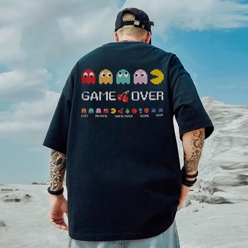 【M-8XL 】เสื้อยืดแขนสั้น ผ้าฝ้าย พิมพ์ลายการ์ตูนเกม สไตล์เกาหลี แฟชั่น สําหรับผู้ชาย