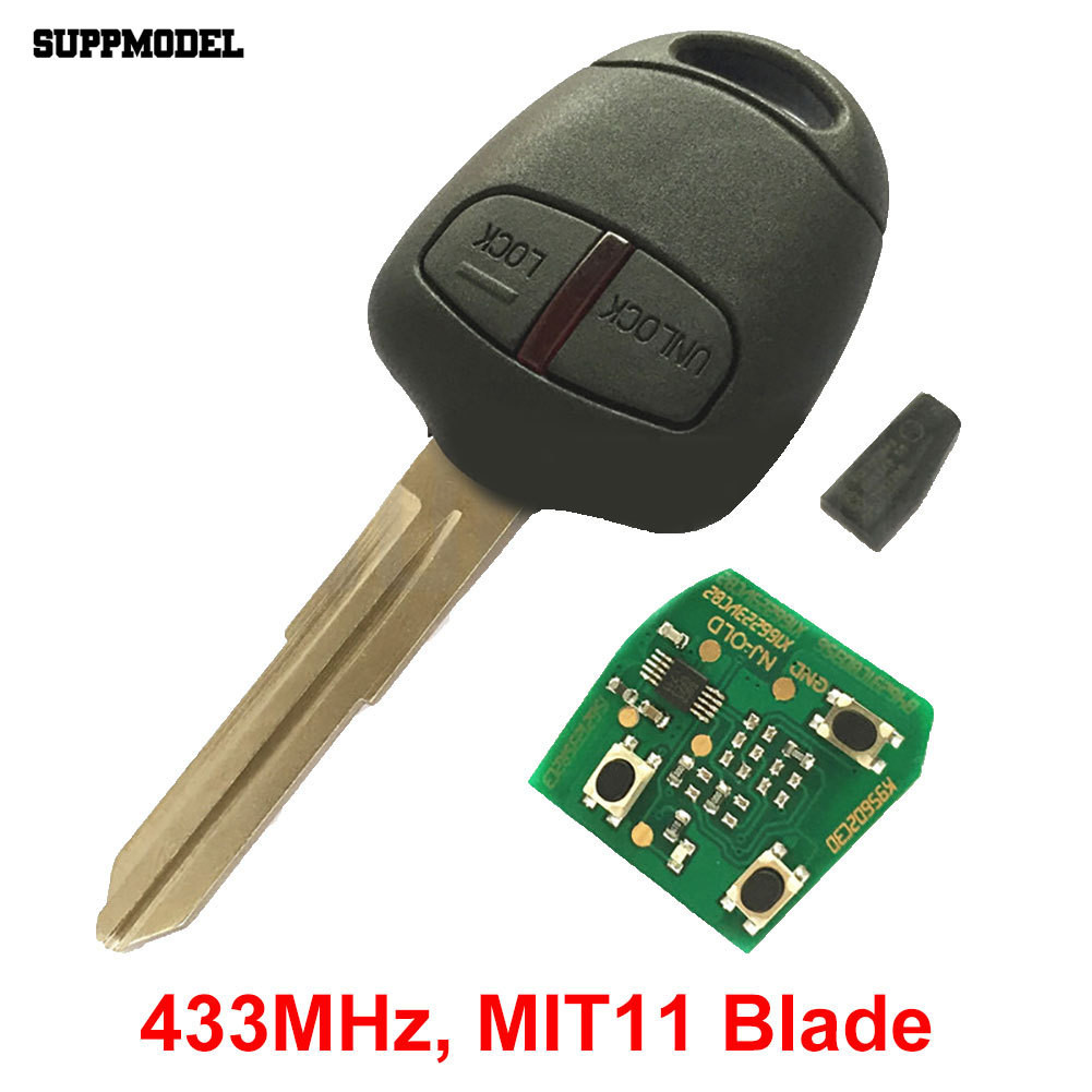 Suppmodel 433.92MHz กุญแจรีโมตรถยนต์ 2 ปุ่ม พร้อมชิป ID46 สําหรับ Mitsubishi