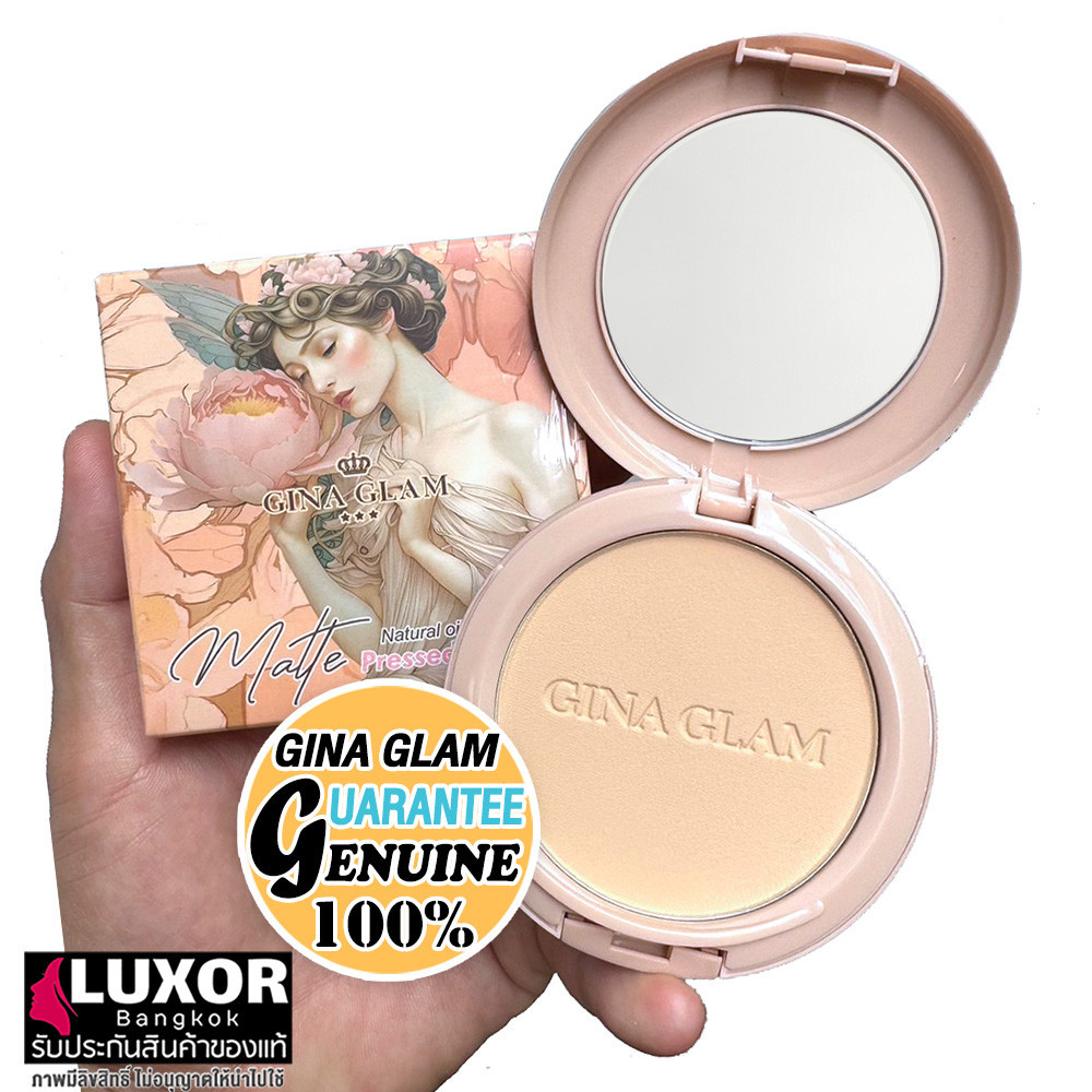 จีน่า แกรม แป้งพัฟ ผสมรองพื้น เนื้อแมท ปกปิด คุมมัน 11g G58 Gina Glam Matte Natural Oil Control Press Powder