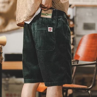 MNO.9 Short Pant 9134 กางเกงขาสั้นชาย ผ้าลูกฟูก เอวยางยืด มีสายผูก คาร์โก้ขาสั้น