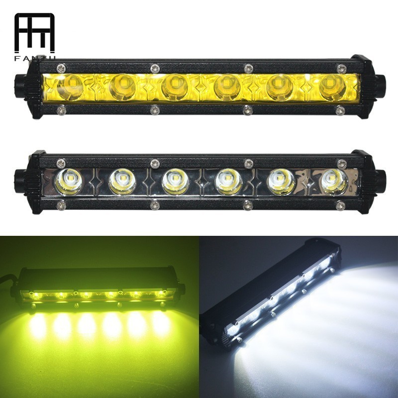 FTU 1pcs ไฟ LED ทํางานบาร์ขับรถหมอกรถ 12-24V 18W 7 * 1 นิ้ว 6LED Offroad รถบรรทุกรถแทรกเตอร์เรือ Tra