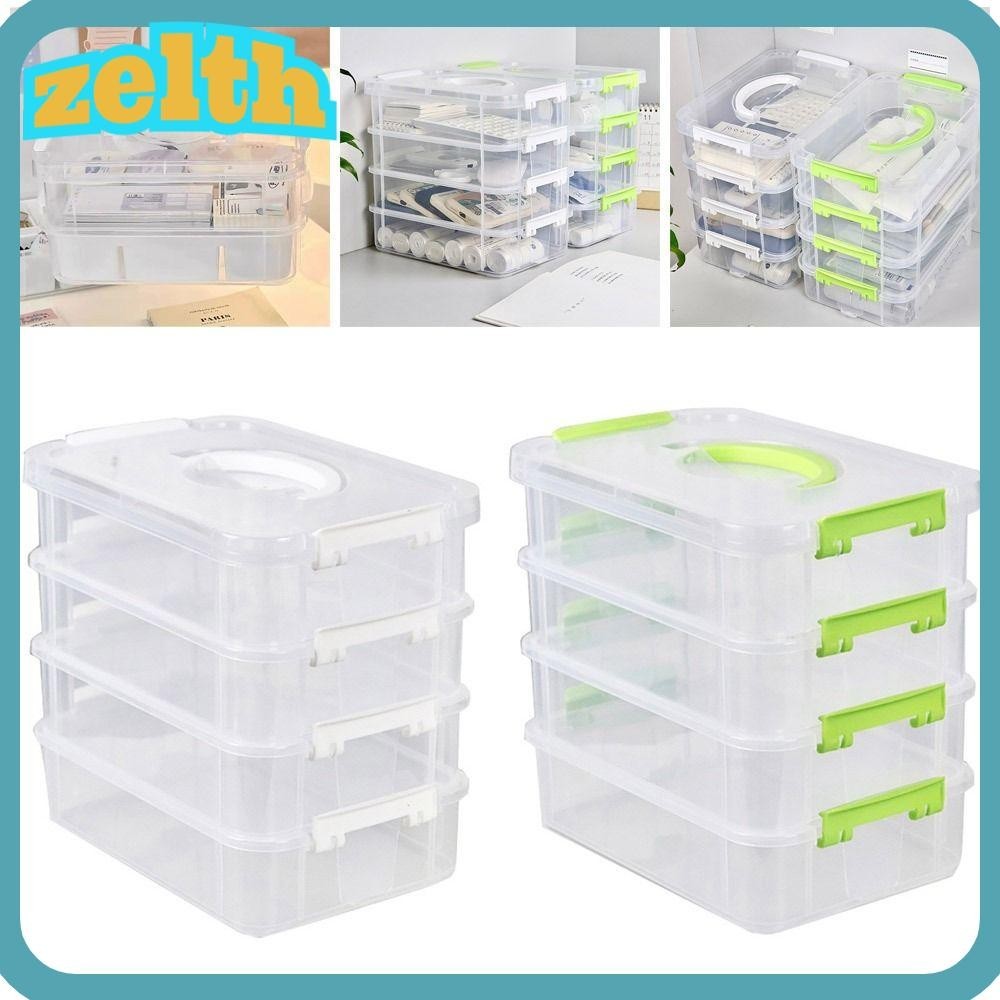 Zelth กล่องลิ้นชักพลาสติกใส 4 ชั้น วางซ้อนกันได้ ทนทาน สําหรับเก็บเครื่องสําอาง เครื่องประดับ 1 ชิ้น