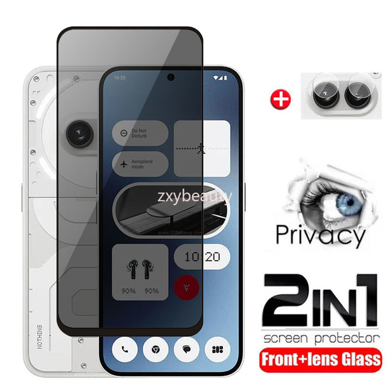 2in1 ความเป็นส่วนตัวกระจกนิรภัยสําหรับ Nothing Phone 2a (2a) Plus 2024 ป้องกันหน้าจอคลุมทั้งหมดเลนส์