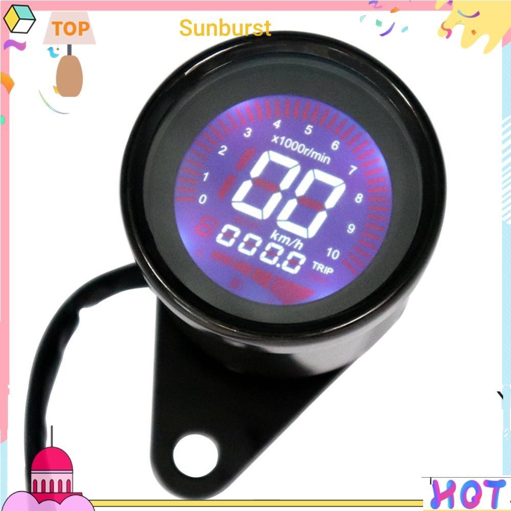 เครื่องวัดความเร็วรอบเครื่องยนต์ดิจิทัล LCD 12V สําหรับรถจักรยานยนต์ [Sunburst11.th]