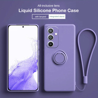 เคสโทรศัพท์มือถือ ซิลิโคน พร้อมแหวนขาตั้ง สีพื้น สําหรับ Samsung A55 5G A35 A54 A14 A34 A53 A33 A52 A13 Note 20 Ultra 10 Plus 9